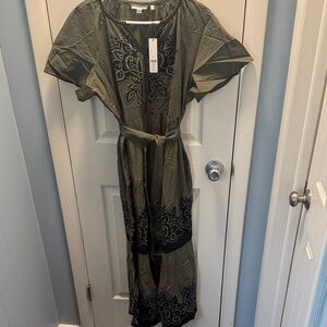 Chico's Olive Green Maxi Dress with Black Detailing